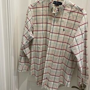 Ralph Lauren Men's Red and Green Plaid Shirt